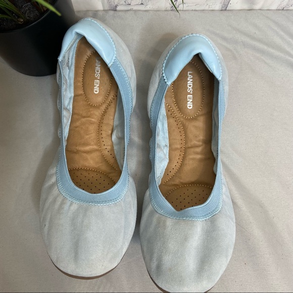 Lands End Suede Comfort Elastic Ballet Flats 9 - Picture 8 of 9